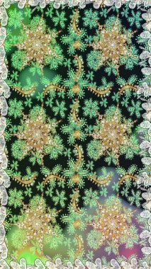 Geleneksel oryantasyon süsü. Kusursuz klasik raster altın desenli. Klasik klasik klasik arka plan. Altın desenli gri ve yeşil renklerde altın elementlerle.