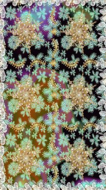 Kusursuz oryantal klasik altın desen. Tarafsız ve kahverengi renklerde altın tekrarlayan elementler içeren Raster soyut arkaplanı.