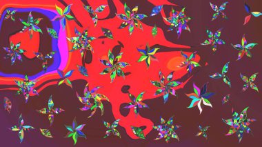 Kıvırcık, parlak örgü. Çiçek çelengi. Raster illüstrasyonu. Eski moda arka plan. Desen, çizim, çiçek sınırı. Güzel, pürüzsüz kumaş, tuval..