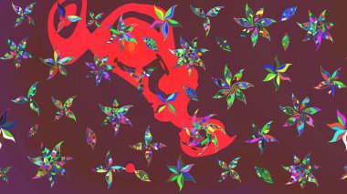 Kahverengi ve kırmızı renkte çiçekler. Elle çizilmiş sonbahar çiçeği deseni. Tekstil ve kapak tasarımı için mükemmel. Renkli kahverengi ve kırmızı çizim kalıpları. Doodle tarzı.