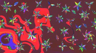 Güzel suluboya çiçekler, parlak resimler ilham verici ve kırmızı çiçek desenli eskiz arka planı. Raster..