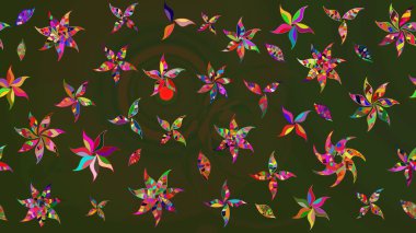 Çizim çiçek deseni duvar kağıdı, web sitesi arka planı, ambalaj kağıdı, davetiye, broşür, afiş veya web sitesi için kullanılabilir. Parlak elementlerin. El çizimi Raster illüstrasyonu.