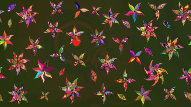 Çizim çiçek deseni duvar kağıdı, web sitesi arka planı, ambalaj kağıdı, davetiye, broşür, afiş veya web sitesi için kullanılabilir. Parlak elementlerin. El çizimi Raster illüstrasyonu.