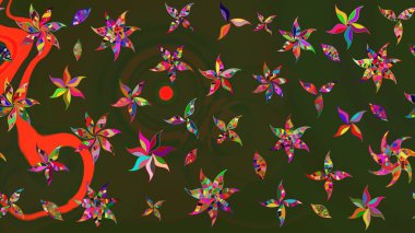 Yumuşak, yaz çiçekli arka plan. Yeşil ve gri renkli çiçekler. Raster çiçek desenli ve çiçekli..