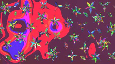 Eskiz arkaplan modeli. Vadinin çiçekleri kahverengi ve pembe renklerde. Suluboya, elle çizilmiş. Raster - stok.