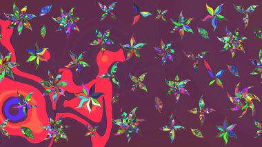 Kahverengi ve mor renkli etnik çiçekli zarif eskiz deseni. Raster Çiçek İllüstrasyon Şirin Tekstil.