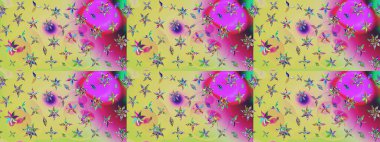 Çiçekli yaz çiçekleri. Küçük çiçekte güzel bir desen. Küçük renkli çiçekler. Moda baskıları için zarif bir şablon. Motley illüstrasyonu. Çizim.