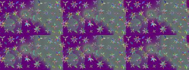 Mor ve nötr renklerde çiçekler olan çiçek deseni çiz. Suluboya tarzında mor ve nötr renkte çiçekler.