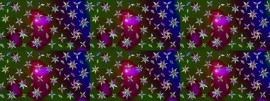 El çizimi çiçekli soyut çizim kalıbı. Raster illüstrasyonu. Yeşil ve kahverengi renkte çiçekler.