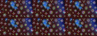 Çiçek desenli eskiz, yaz çiçekleri. Kahverengi ve mavi renkli çiçekler. Renkli Bahar Teması eskiz kalıbı. Düz Çiçek Elementleri Tasarımı.