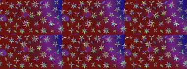 Klasik çiçekler. El çizimi, soyut ve süslü elementler. Yaz çiçekleri teması. Kırmızı ve mor renkler. Suluboya resim taklit Raster illüstrasyonu.