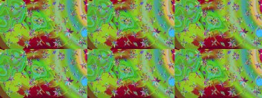 Çiçek desenli çizim. Raster illüstrasyonu. Asya tekstil tarzında. Güzel kumaş deseni. Renkli Bahar Teması eskiz kalıbı. Düz Çiçek Elementleri Tasarımı.