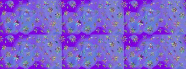 Güzel eskiz şekli. Raster çiçekli arka plan. Yazdır. Güzel kumaş deseni. Renkli Yaz Temalı eskiz kalıbı. Düz Çiçek Elementleri Tasarımı.