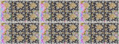 Gri renkli ve altın elementli altın desenli. Süslü raster dekorasyonu. Barok tarzında duvar kağıdı tasarımı için kusursuz damaske deseni arkaplanı.