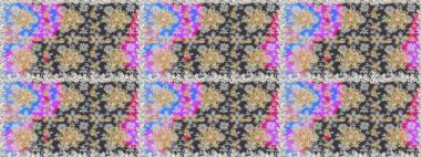 Kına dövmeli süs çiçekleri, altın çıkartmalar, mehndi ve yoga tasarımı, kartlar ve parmak izleri. Gri renkli desen. Raster altın mehndi kusursuz desen.