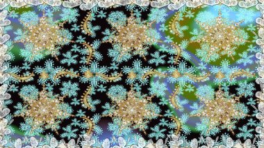 Klasik klasik klasik arka plan. Kusursuz klasik raster altın desenli. Tarafsız ve altın elementli mavi renklerde altın desen. Geleneksel oryantasyon süsü.