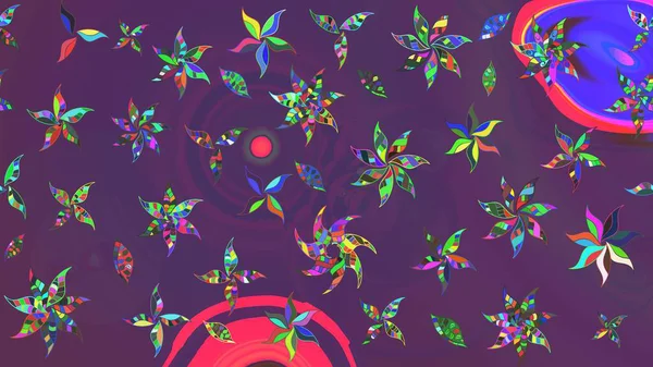 Renkli Bahar Teması eskiz kalıbı. Düz Çiçek Elementleri Tasarımı. Eskiz klasiği. Raster Şirin kumaş deseni.