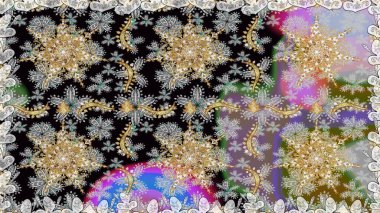 Damasko sorunsuz yinelenen arka plan. Altın çiçek süsleme Barok tarzı. Altın arka plan doku duvar kağıdı. Altın öğesi gri ve nötr renkler.