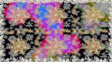 Lüks, kraliyet ve Viktorya dönemi konsepti. Gri ve nötr yerine altın rengi klasik barok çiçekli desenler. Gri ve nötr renklerde altın element. Süslü raster dekorasyonu.