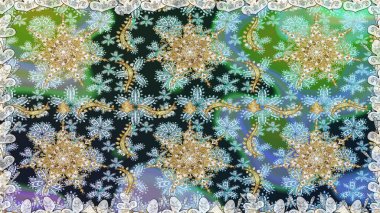 Paisleys zarif çiçek desenli arkaplan duvar kâğıdı çizimi. Klasik stil, güzel 3D çizgili sanat eseri. Tarafsız ve gri desenli çiçek yaprakları ve süslemeleri..