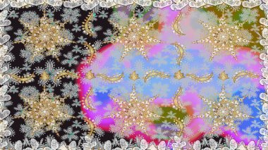 Geleneksel oryantasyon süsü. Klasik klasik klasik arka plan. Kusursuz klasik raster grisi, nötr ve altın desenli.