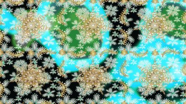 Geleneksel oryantasyon süsü. Tarafsız ve mavi renklerde altın elementlerle kusursuz desen. Klasik klasik klasik arka plan. Klasik raster altın pürüzsüz desen.