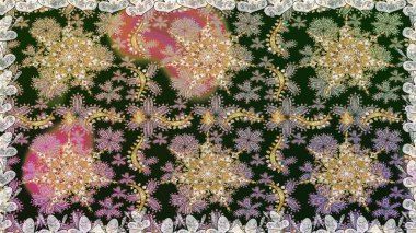 Çiçek deseni. Şık bir grafik desen. Gri ve nötr renklerde altın elementler. Kusursuz raster arka plan. Duvar kâğıdı barok, İspanyol kumaşı.