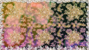 Bej ve gri renkte desen. Kına dövmeli süs çiçekleri, altın çıkartmalar, mehndi ve yoga tasarımı, kartlar ve parmak izleri. Raster altın mehndi kusursuz desen.