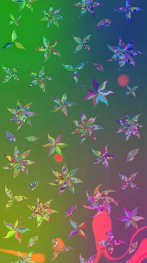 Yeşil ve mavi renkte çiçekler. Renkli Bahar Teması eskiz kalıbı. Düz Çiçek Elementleri Tasarımı. Çiçekle çizim deseni.