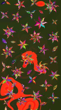 Organik elementler. Botanik çizim kalıbı. Suluboya etkisi. Raster deseni.