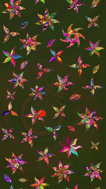 Vadinin yeşil ve gri renkli çiçekleri. Çiçeksel çizim kalıbının çizimi.