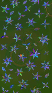 Çiçek arkaplan. -yeşil ve mavi çiçekler. Çiçek kolajı. Çiçek kompozisyonu. Doğa. Raster deseni. Küçük çiçekte güzel desen var..