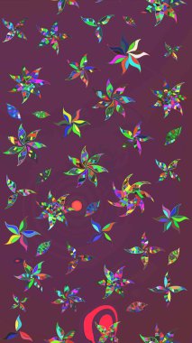 Çiçekli karalama şeklinde Raster çiçek deseni. Yumuşak, yaz çiçekleri kahverengi ve mor renklerde. Raster illüstrasyonu.