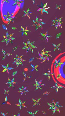 Küçük çiçekli yay deseni çiz. Raster illüstrasyonu. Suluboya tarzında kahverengi ve mor renkler üzerine.