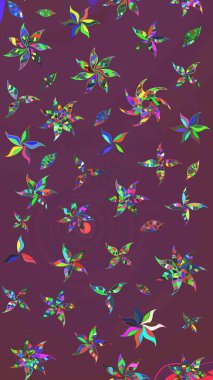 Kahverengi ve mor renkler üzerine çiçek desenli eskiz, el çizimi papatyalar, papatyalar. Tekrarlayan çiçek arkaplanı, zarif kahverengi ve mor çiçek duvar kağıdı.