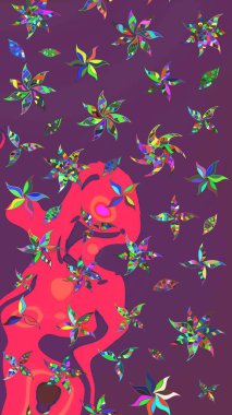 Mor ve pembe renkte çiçekler. Küçük çiçekte sevimli çiçek deseni var..