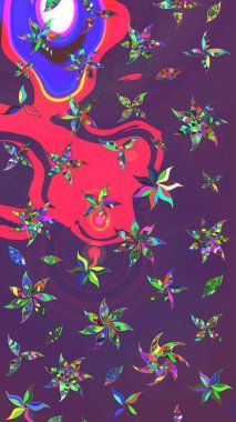 Raster deseni. Raster illüstrasyonu. Küçük çiçekteki sevimli çiçek deseni. Soyut çiçek çizim kalıbı arka planı. Mor ve mor renklerde.