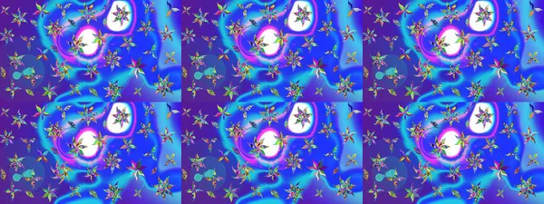 Elle boyanmış suluboya resim çizimleri, çiçekler ve bitkiler. Mavi ve mor renkte çiçekler.