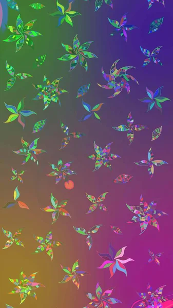 Mor ve yeşil renklerde Asya tekstili. Suluboya çiçekli çiçek deseni. Raster illüstrasyonu.