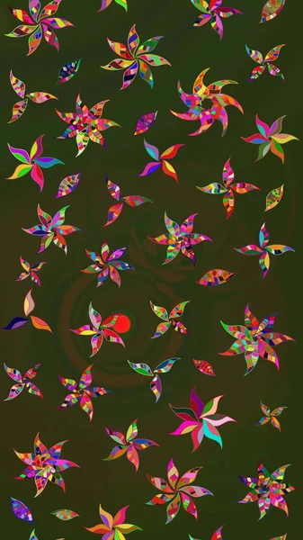 Vadinin yeşil ve gri renkli çiçekleri. Çiçeksel çizim kalıbının çizimi.