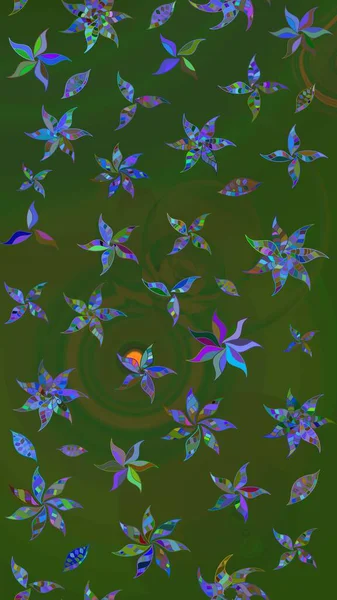 Çiçek arkaplan. -yeşil ve mavi çiçekler. Çiçek kolajı. Çiçek kompozisyonu. Doğa. Raster deseni. Küçük çiçekte güzel desen var..