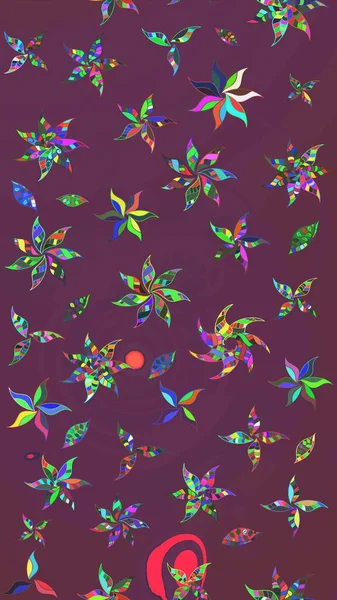 Çiçekli karalama şeklinde Raster çiçek deseni. Yumuşak, yaz çiçekleri kahverengi ve mor renklerde. Raster illüstrasyonu.