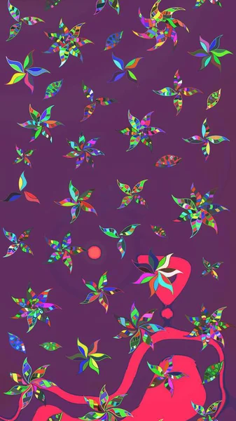 Raster illüstrasyonu. Suluboya çiçekli çiçek deseni. Mor ve pembe renkli Asya tekstili.