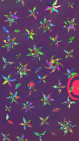 Modern çiçek arkaplanı. Halk tarzı. Parlak renkli çiçekleri ve mor ve mor renkli yaprakları olan harika bir çiçek deseni. Moda baskıları için zarif bir şablon.