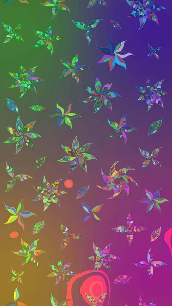 Küçük çiçekli yay deseni çiz. Suluboya tarzında mor ve yeşil renklerde. Raster illüstrasyonu.