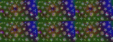 Çiçek yeşili ve mavi çizim deseni. Raster çiçek izi. Klasik taslak çizimi.