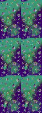 Çizim çiçek deseni duvar kağıdı, web sitesi arka planı, ambalaj kağıdı, davetiye, broşür, afiş veya web sitesi için kullanılabilir. El çizimi Raster çizimi. Parlak elementlerin.