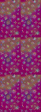 Zentangle soyut çiçekleri. Karalama çiçeği. Raster illüstrasyonu. Güzel kumaş deseni. Renkli Bahar Teması eskiz kalıbı. Düz Çiçek Elementleri Tasarımı.