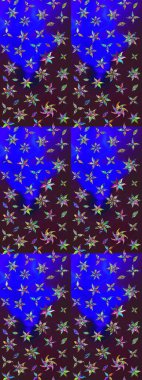 Çiçekli eskiz deseni. Suluboya çizimi. El çizimi. Kahverengi ve mavi renkte çiçekler.