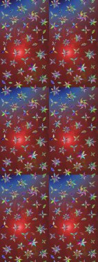 Çizim çiçek deseni duvar kâğıdı olarak kullanılabilir. Kahverengi ve kırmızı renkte çiçekler. Raster illüstrasyonu.